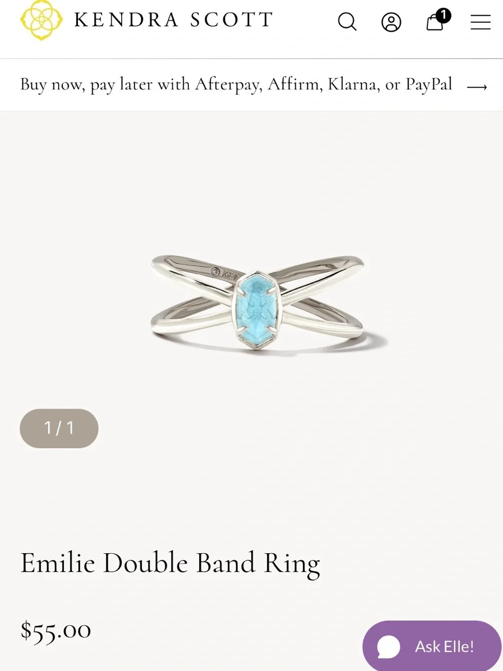 Kendra Scott Emilie Double Band Ring in teal